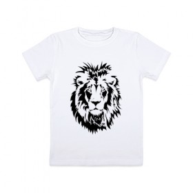 Детская футболка хлопок с принтом Лев , 100% хлопок | круглый вырез горловины, полуприлегающий силуэт, длина до линии бедер | африка | дикий | лев