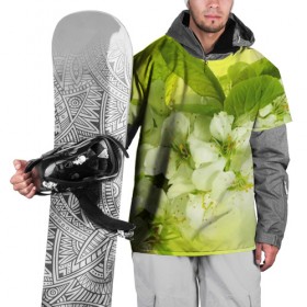 Накидка на куртку 3D с принтом Цветы яблони , 100% полиэстер |  | Тематика изображения на принте: белый | весна | дерево | зеленый | природа | растения | цветы | яблоня