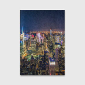 Обложка для паспорта матовая кожа с принтом Ночной город 3 , натуральная матовая кожа | размер 19,3 х 13,7 см; прозрачные пластиковые крепления | город | здания | небо | ночь | свет