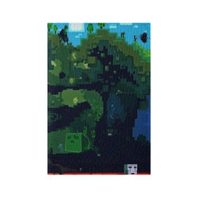 Обложка для паспорта матовая кожа с принтом Minecraft the Game , натуральная матовая кожа | размер 19,3 х 13,7 см; прозрачные пластиковые крепления | Тематика изображения на принте: 3d | game | minecraft | башни | дорога | игры | песочница | светильник | тотем | храм | человечки