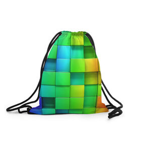 Рюкзак-мешок 3D с принтом Пазлы , 100% полиэстер | плотность ткани — 200 г/м2, размер — 35 х 45 см; лямки — толстые шнурки, застежка на шнуровке, без карманов и подкладки | абстракция | годнота | зеленый. кубы | пазлы | радуга | яркий