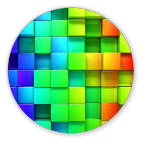 Коврик круглый с принтом Пазлы , резина и полиэстер | круглая форма, изображение наносится на всю лицевую часть | абстракция | годнота | зеленый. кубы | пазлы | радуга | яркий