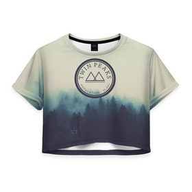 Женская футболка 3D укороченная с принтом Twin Peaks , 100% полиэстер | круглая горловина, длина футболки до линии талии, рукава с отворотами | twin peaks твин пикс | годнота | девид линч | лес | лора палмер | сова | туман