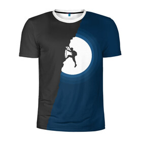 Мужская футболка 3D спортивная с принтом Скалолаз , 100% полиэстер с улучшенными характеристиками | приталенный силуэт, круглая горловина, широкие плечи, сужается к линии бедра | скалолаз