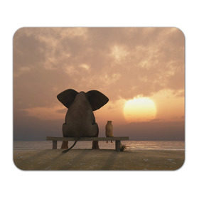 Коврик прямоугольный с принтом Слон с собакой на лавке, закат , натуральный каучук | размер 230 х 185 мм; запечатка лицевой стороны | 