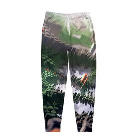Мужские брюки 3D с принтом Объемный эквалайзер , 100% полиэстер | манжеты по низу, эластичный пояс регулируется шнурком, по бокам два кармана без застежек, внутренняя часть кармана из мелкой сетки | 3д | графика | зеленый | объемный | оранжевый | эквалайзер