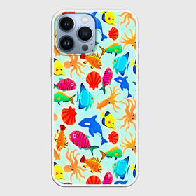 Чехол для iPhone 13 Pro Max с принтом Рыбки ,  |  | Тематика изображения на принте: 3d | вода | другие | животные | красивые | лето | море | океан | прикольные | природа | разноцветные | рыба | текстуры | цветные | яркие