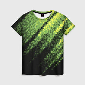 Женская футболка 3D с принтом Пиксельные лучи , 100% полиэфир ( синтетическое хлопкоподобное полотно) | прямой крой, круглый вырез горловины, длина до линии бедер | 3d | другие | красивые | линии | лучи | огни | пиксели | поверхности | полосы | прикольные | свет | текстуры | яркие