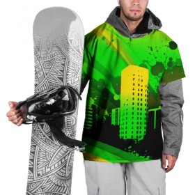 Накидка на куртку 3D с принтом Город в красках , 100% полиэстер |  | Тематика изображения на принте: 3d | город | другие | зеленый | картинка | красивые | краски | прикольные | пятна | радуга | свет | цветные | яркие