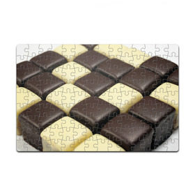 Пазл магнитный 126 элементов с принтом Шоколадные конфеты , полимерный материал с магнитным слоем | 126 деталей, размер изделия —  180*270 мм | десерт | еда | конфеты | сладкое | структуры | шахматы | шоколад