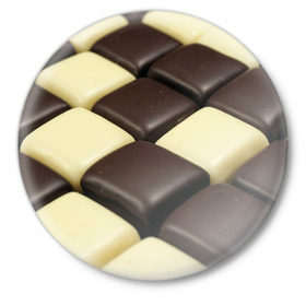 Значок с принтом Шоколадные конфеты ,  металл | круглая форма, металлическая застежка в виде булавки | десерт | еда | конфеты | сладкое | структуры | шахматы | шоколад