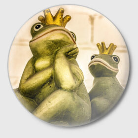 Значок с принтом Лягушка ,  металл | круглая форма, металлическая застежка в виде булавки | Тематика изображения на принте: жаба | животные | лягушка | природа