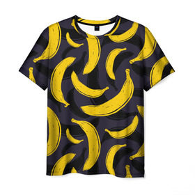 Мужская футболка 3D с принтом Бананы , 100% полиэфир | прямой крой, круглый вырез горловины, длина до линии бедер | bananas | food. vegan | fruit | yellow | бананы | веган | еда | желтый | фрукты