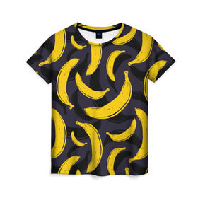 Женская футболка 3D с принтом Бананы , 100% полиэфир ( синтетическое хлопкоподобное полотно) | прямой крой, круглый вырез горловины, длина до линии бедер | bananas | food. vegan | fruit | yellow | бананы | веган | еда | желтый | фрукты