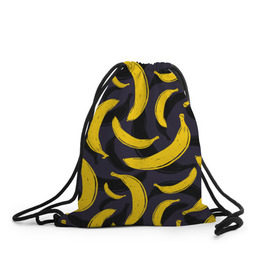 Рюкзак-мешок 3D с принтом Бананы , 100% полиэстер | плотность ткани — 200 г/м2, размер — 35 х 45 см; лямки — толстые шнурки, застежка на шнуровке, без карманов и подкладки | Тематика изображения на принте: bananas | food. vegan | fruit | yellow | бананы | веган | еда | желтый | фрукты