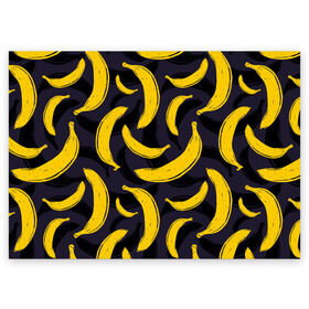 Поздравительная открытка с принтом Бананы , 100% бумага | плотность бумаги 280 г/м2, матовая, на обратной стороне линовка и место для марки
 | bananas | food. vegan | fruit | yellow | бананы | веган | еда | желтый | фрукты
