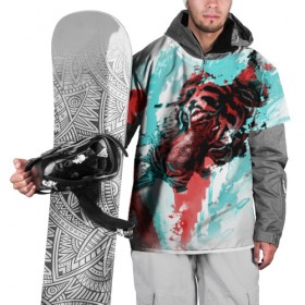 Накидка на куртку 3D с принтом Тигр , 100% полиэстер |  | Тематика изображения на принте: акварель | картина | кошка | краски | рисунок | тигр