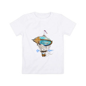 Детская футболка хлопок с принтом Летучий корабль , 100% хлопок | круглый вырез горловины, полуприлегающий силуэт, длина до линии бедер | Тематика изображения на принте: 