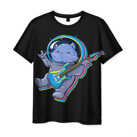 Мужская футболка 3D с принтом Космокот , 100% полиэфир | прямой крой, круглый вырез горловины, длина до линии бедер | день космонавтики | звезда | звезды | космокот | космонавт | космонавты | космос | кот | котик | планета | планеты | ракета | ракеты