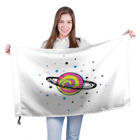 Флаг 3D с принтом Планета , 100% полиэстер | плотность ткани — 95 г/м2, размер — 67 х 109 см. Принт наносится с одной стороны | звезда | звезды | космос | планета | планеты | ракета | ракеты