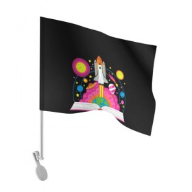 Флаг для автомобиля с принтом Космос , 100% полиэстер | Размер: 30*21 см | звезды | космос | планета | ракета
