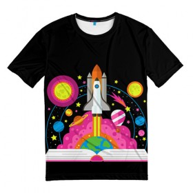 Мужская футболка 3D с принтом Космос , 100% полиэфир | прямой крой, круглый вырез горловины, длина до линии бедер | звезды | космос | планета | ракета