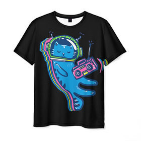 Мужская футболка 3D с принтом Космокот 1 , 100% полиэфир | прямой крой, круглый вырез горловины, длина до линии бедер | день космонавтики | звезда | звезды | космокот | космонавт | космонавты | космос | кот | котик | планета | планеты | ракета | ракеты