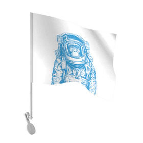 Флаг для автомобиля с принтом Космомакака , 100% полиэстер | Размер: 30*21 см | день космонавтики | звезда | звезды | космонавт | космонавты | космос | планета | планеты | ракета | ракеты