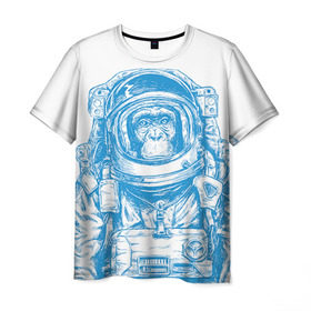 Мужская футболка 3D с принтом Космомакака , 100% полиэфир | прямой крой, круглый вырез горловины, длина до линии бедер | Тематика изображения на принте: день космонавтики | звезда | звезды | космонавт | космонавты | космос | планета | планеты | ракета | ракеты