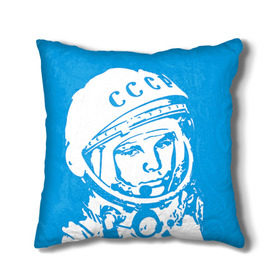 Подушка 3D с принтом Гагарин 1 , наволочка – 100% полиэстер, наполнитель – холлофайбер (легкий наполнитель, не вызывает аллергию). | состоит из подушки и наволочки. Наволочка на молнии, легко снимается для стирки | гагарин | день космонавтики | звезды | космос