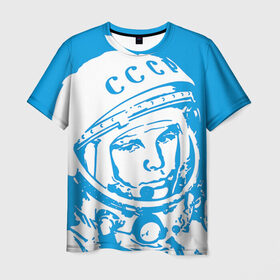 Мужская футболка 3D с принтом Гагарин 1 , 100% полиэфир | прямой крой, круглый вырез горловины, длина до линии бедер | Тематика изображения на принте: гагарин | день космонавтики | звезды | космос
