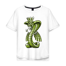 Мужская футболка хлопок Oversize с принтом Королевская кобра , 100% хлопок | свободный крой, круглый ворот, “спинка” длиннее передней части | дракон | змея | кобра | корона | монстр