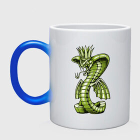 Кружка хамелеон с принтом Королевская кобра , керамика | меняет цвет при нагревании, емкость 330 мл | дракон | змея | кобра | корона | монстр