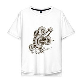Мужская футболка хлопок Oversize с принтом Leonardo Da Vinci , 100% хлопок | свободный крой, круглый ворот, “спинка” длиннее передней части | винчи | да | изобретение | леонардо | шестеренки