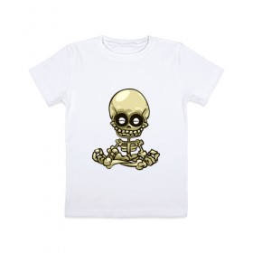 Детская футболка хлопок с принтом Медитация , 100% хлопок | круглый вырез горловины, полуприлегающий силуэт, длина до линии бедер | Тематика изображения на принте: йога | медитация | скелет | череп