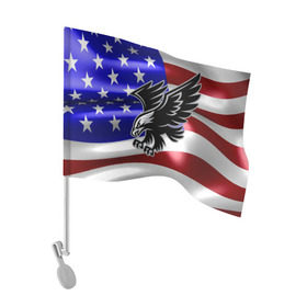Флаг для автомобиля с принтом Флаг США с орлом , 100% полиэстер | Размер: 30*21 см | usa | америка | белоголовый | герб | государство | доллар | дядя сэм | звездно полосатый флаг | лысый | нато | оон | орел | птица | свобода | символ | соединённые штаты америки | страна | сша | штат
