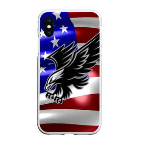 Чехол для iPhone XS Max матовый с принтом Флаг США с орлом , Силикон | Область печати: задняя сторона чехла, без боковых панелей | usa | америка | белоголовый | герб | государство | доллар | дядя сэм | звездно полосатый флаг | лысый | нато | оон | орел | птица | свобода | символ | соединённые штаты америки | страна | сша | штат