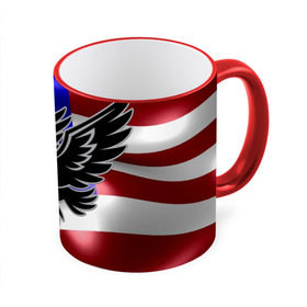 Кружка 3D с принтом Флаг США с орлом , керамика | ёмкость 330 мл | usa | америка | белоголовый | герб | государство | доллар | дядя сэм | звездно полосатый флаг | лысый | нато | оон | орел | птица | свобода | символ | соединённые штаты америки | страна | сша | штат