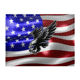 Обложка для студенческого билета с принтом Флаг США с орлом , натуральная кожа | Размер: 11*8 см; Печать на всей внешней стороне | usa | америка | белоголовый | герб | государство | доллар | дядя сэм | звездно полосатый флаг | лысый | нато | оон | орел | птица | свобода | символ | соединённые штаты америки | страна | сша | штат