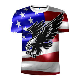 Мужская футболка 3D спортивная с принтом Флаг США с орлом , 100% полиэстер с улучшенными характеристиками | приталенный силуэт, круглая горловина, широкие плечи, сужается к линии бедра | Тематика изображения на принте: usa | америка | белоголовый | герб | государство | доллар | дядя сэм | звездно полосатый флаг | лысый | нато | оон | орел | птица | свобода | символ | соединённые штаты америки | страна | сша | штат