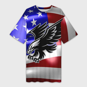 Платье-футболка 3D с принтом Флаг США с орлом ,  |  | usa | америка | белоголовый | герб | государство | доллар | дядя сэм | звездно полосатый флаг | лысый | нато | оон | орел | птица | свобода | символ | соединённые штаты америки | страна | сша | штат