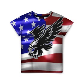 Детская футболка 3D с принтом Флаг США с орлом , 100% гипоаллергенный полиэфир | прямой крой, круглый вырез горловины, длина до линии бедер, чуть спущенное плечо, ткань немного тянется | usa | америка | белоголовый | герб | государство | доллар | дядя сэм | звездно полосатый флаг | лысый | нато | оон | орел | птица | свобода | символ | соединённые штаты америки | страна | сша | штат