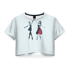 Женская футболка 3D укороченная с принтом Ballerinas TWP , 100% полиэстер | круглая горловина, длина футболки до линии талии, рукава с отворотами | 21 pilots | twenty one pilots