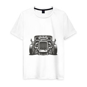 Мужская футболка хлопок с принтом Hot Rod , 100% хлопок | прямой крой, круглый вырез горловины, длина до линии бедер, слегка спущенное плечо. | авто | автомобиль | классика | машина | огонь | пламя | ретро | род | суперкар | хот