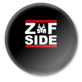 Значок с принтом Z Side ,  металл | круглая форма, металлическая застежка в виде булавки | die antwoord | ninja | yolandi