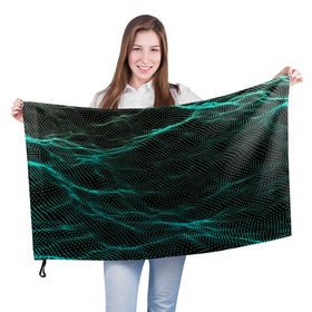Флаг 3D с принтом Звуковые волны , 100% полиэстер | плотность ткани — 95 г/м2, размер — 67 х 109 см. Принт наносится с одной стороны | 