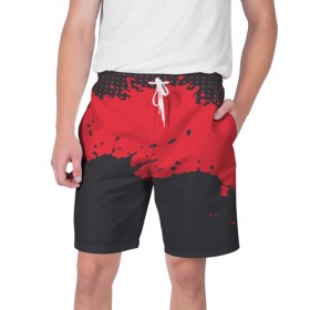 Мужские шорты 3D с принтом Пятно ,  полиэстер 100% | прямой крой, два кармана без застежек по бокам. Мягкая трикотажная резинка на поясе, внутри которой широкие завязки. Длина чуть выше колен | арт | брызги | гранж | искусство | клякса | красный | красота | пятно | чёрный