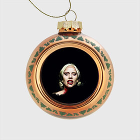 Стеклянный ёлочный шар с принтом Леди Гага , Стекло | Диаметр: 80 мм | lady gaga | леди гага