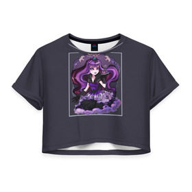 Женская футболка 3D укороченная с принтом Monster High , 100% полиэстер | круглая горловина, длина футболки до линии талии, рукава с отворотами | monster high | школа монстров