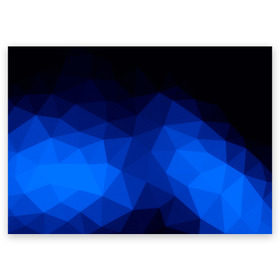 Поздравительная открытка с принтом Синие полигоны , 100% бумага | плотность бумаги 280 г/м2, матовая, на обратной стороне линовка и место для марки
 | Тематика изображения на принте: абстракция | бумага | геометрия | грани | изгиб | линии | полигоны | полосы | постель | розовый | сочетания | текстура | треугольники